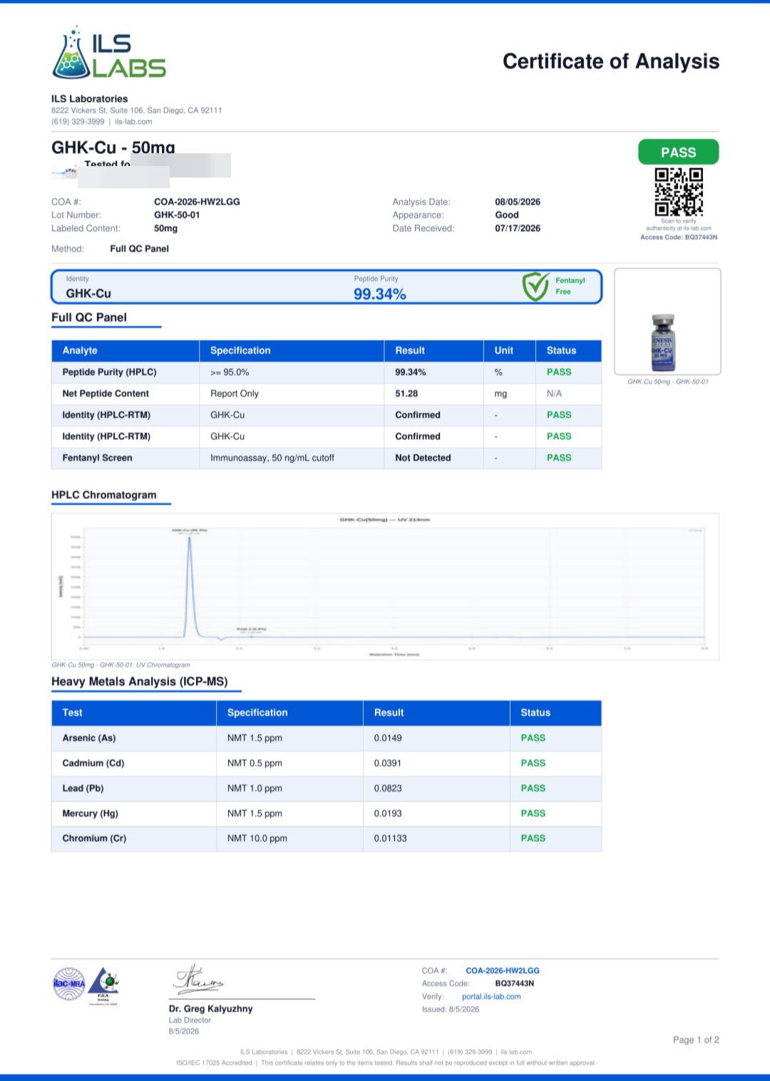 GHK-Cu 50mg laboratory report 1
